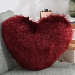 Throw Pillows Heart Shape Long Plush Fluffy Shaggy Cushion Cover Sofa Cushions Decorative Pillow Covers Pillowcase White - TikTopia
