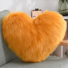 Throw Pillows Heart Shape Long Plush Fluffy Shaggy Cushion Cover Sofa Cushions Decorative Pillow Covers Pillowcase White - TikTopia