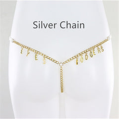 Exy Women Custom Thong With Letter Name Personality G-String Panties Underwear Waist Body Chain Lace Thongs Jewelry Gift - TikTopia
