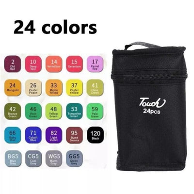 24Color Brush Pens Set Dual Tips Soft Fine Art Markers Drawing Watercolour Gifts - TikTopia