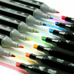 24Color Brush Pens Set Dual Tips Soft Fine Art Markers Drawing Watercolour Gifts - TikTopia