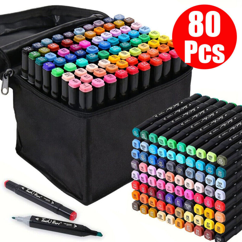 80 Farbe Acrylstifte Marker Set Permanent Pen DIY Graffiti Sketch Dual Pen - TikTopia