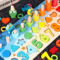 Educational Wooden Toys for Kids Board Math Fishing Count Numbers Matching Digital Shape Match Early Education Toy - TikTopia