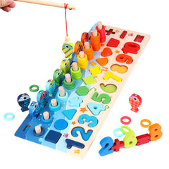 Educational Wooden Toys for Kids Board Math Fishing Count Numbers Matching Digital Shape Match Early Education Toy - TikTopia