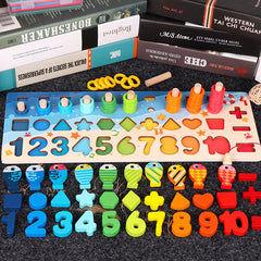 Educational Wooden Toys for Kids Board Math Fishing Count Numbers Matching Digital Shape Match Early Education Toy - TikTopia