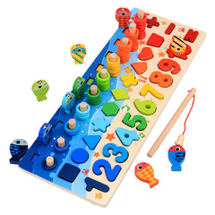 Educational Wooden Toys for Kids Board Math Fishing Count Numbers Matching Digital Shape Match Early Education Toy - TikTopia