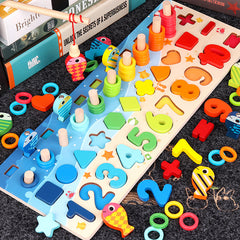 Educational Wooden Toys for Kids Board Math Fishing Count Numbers Matching Digital Shape Match Early Education Toy - TikTopia