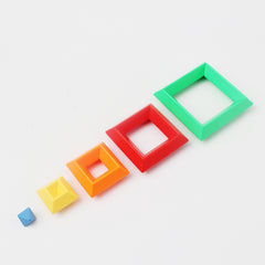 Kids Rainbow Tower Ring Wooden Jenga Color Cognitive Set Shapes Building Blocks Montessori Educational Toys for Kids - TikTopia