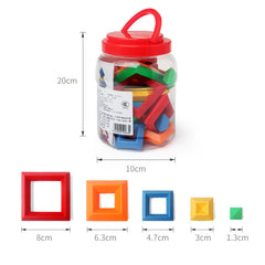 Kids Rainbow Tower Ring Wooden Jenga Color Cognitive Set Shapes Building Blocks Montessori Educational Toys for Kids - TikTopia