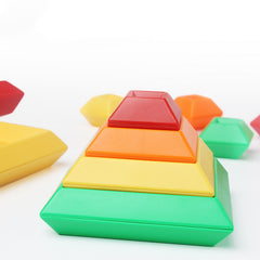 Kids Rainbow Tower Ring Wooden Jenga Color Cognitive Set Shapes Building Blocks Montessori Educational Toys for Kids - TikTopia