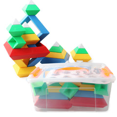 Kids Rainbow Tower Ring Wooden Jenga Color Cognitive Set Shapes Building Blocks Montessori Educational Toys for Kids - TikTopia