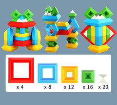 Kids Rainbow Tower Ring Wooden Jenga Color Cognitive Set Shapes Building Blocks Montessori Educational Toys for Kids - TikTopia