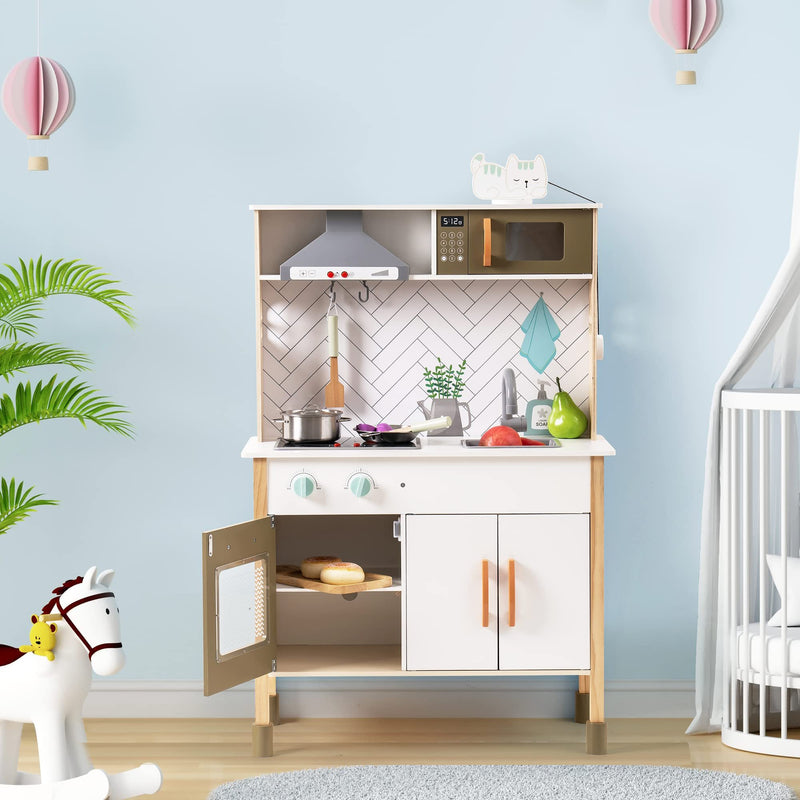 ROBUD 3D Wooden Pretend Play Kitchen Playset For Toddlers Kids Education Toys - TikTopia