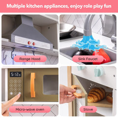 ROBUD 3D Wooden Pretend Play Kitchen Playset For Toddlers Kids Education Toys - TikTopia