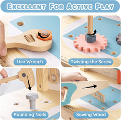 ROBOTIME Workbench Play Set Toddlers Kids Pretend Tool Bench Toy Workshop Toys - TikTopia