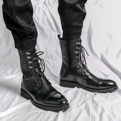 Fall Winter Lace-up Booties Black Locomotive Denim - TikTopia