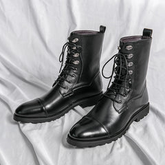 Fall Winter Lace-up Booties Black Locomotive Denim - TikTopia