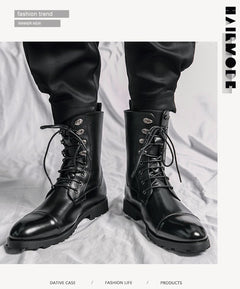 Fall Winter Lace-up Booties Black Locomotive Denim - TikTopia