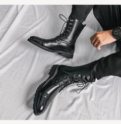Fall Winter Lace-up Booties Black Locomotive Denim - TikTopia