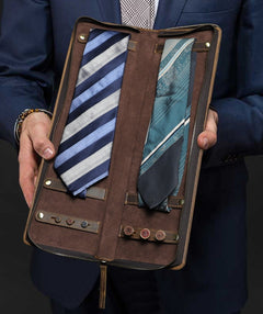 Vintage Crazy Horse Leather Men's Tie Storage Box - TikTopia