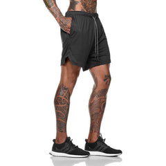 Mens Sports Running Shorts Gym Training Fitness Bottoms Double Layer With Pocket - TikTopia