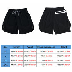 Mens Sports Running Shorts Gym Training Fitness Bottoms Double Layer With Pocket - TikTopia