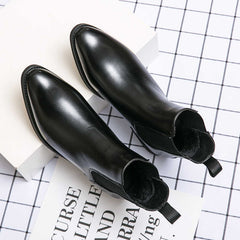 High-top Leather Shoes Men's Pointed Chelsea Booties - TikTopia