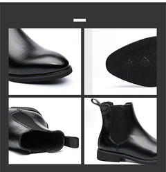 High-top Leather Shoes Men's Pointed Chelsea Booties - TikTopia