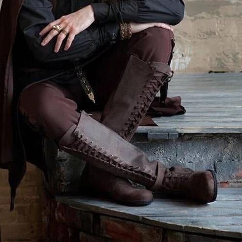 Men’s Medieval Lace-Up Boots – Rugged Heritage Style - TikTopia