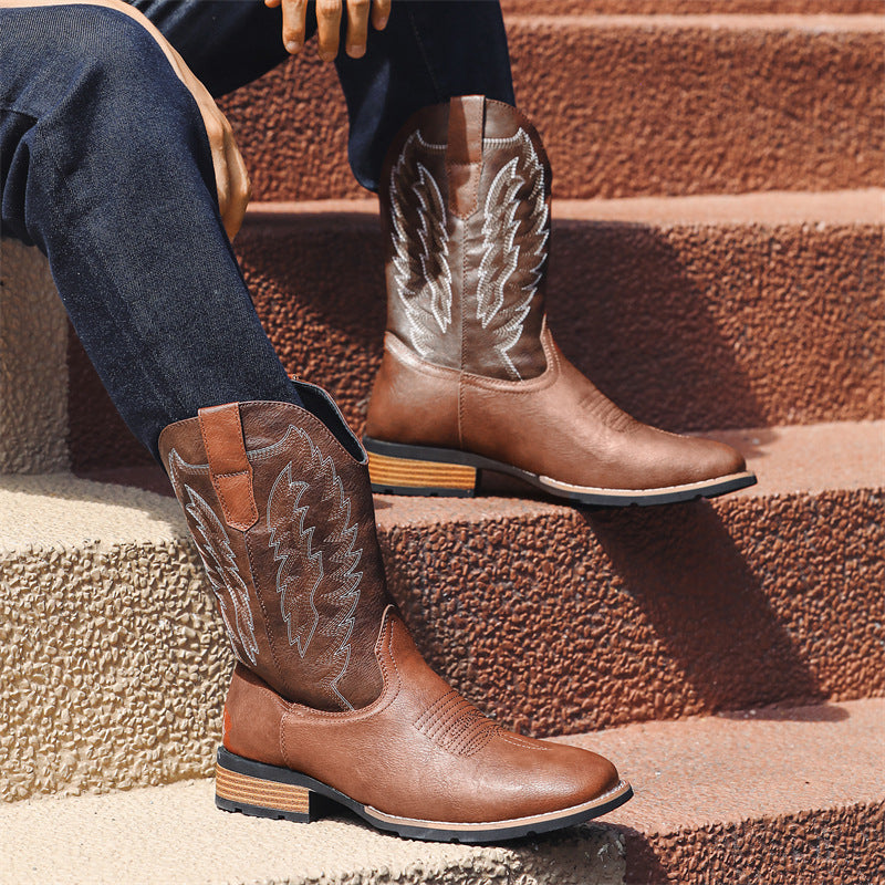 Western Denim Boots Fashion Embroidered - TikTopia