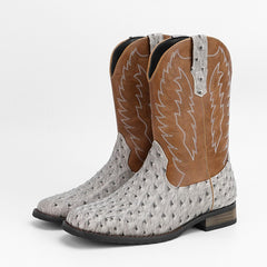 Western Denim Square Toe Motorcycle Men's Boots - TikTopia