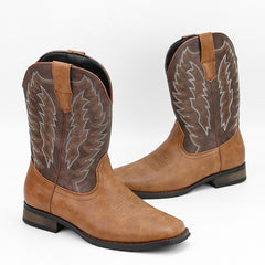 Western Denim Square Toe Motorcycle Men's Boots - TikTopia