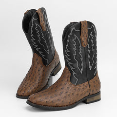 Western Denim Square Toe Motorcycle Men's Boots - TikTopia