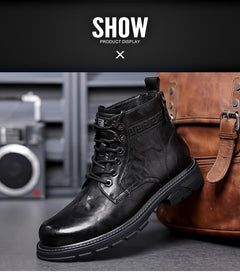 British Style All-matching Work Clothes Ankle Boots Fashion Haulage Motor Leather Boots - TikTopia