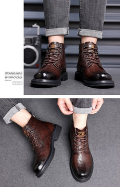 British Style All-matching Work Clothes Ankle Boots Fashion Haulage Motor Leather Boots - TikTopia