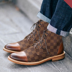 Spring New Low Heel Front Lace Up Low Tube Martin Boots For Men - TikTopia