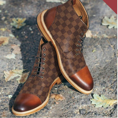 Spring New Low Heel Front Lace Up Low Tube Martin Boots For Men - TikTopia