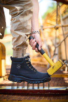 Men's Snow Boots, Steel-toed Boots, Waterproof Winter Warm Fur-lined Shoes - TikTopia