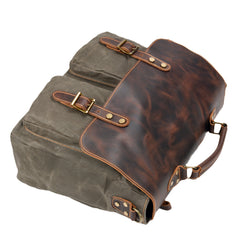 Waterproof Canvas Stitching Leather Briefcase Handbag - TikTopia