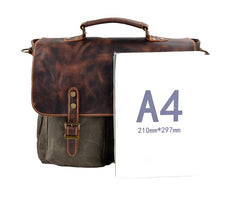 Waterproof Canvas Stitching Leather Briefcase Handbag - TikTopia