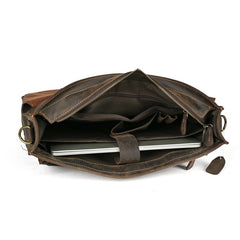 Top Layer Leather One-shoulder Crossbody Laptop Bag - TikTopia