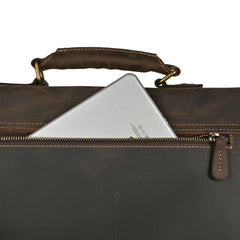 Top Layer Leather One-shoulder Crossbody Laptop Bag - TikTopia