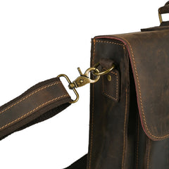 Top Layer Leather One-shoulder Crossbody Laptop Bag - TikTopia