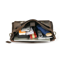 Top Layer Leather One-shoulder Crossbody Laptop Bag - TikTopia