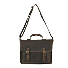 Top Layer Leather One-shoulder Crossbody Laptop Bag - TikTopia