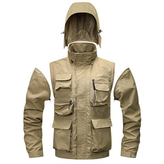 Outdoor Windproof Shell Jacket Loose Plus Size Casual Multi-pocket Workwear Jacket - TikTopia
