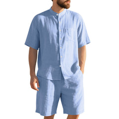 American Linen Suit Men's Summer Short Sleeve - TikTopia