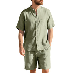 American Linen Suit Men's Summer Short Sleeve - TikTopia