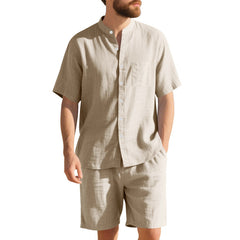 American Linen Suit Men's Summer Short Sleeve - TikTopia