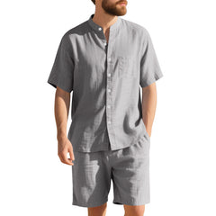 American Linen Suit Men's Summer Short Sleeve - TikTopia